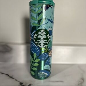 Starbucks Green and Blue Floral Tumbler